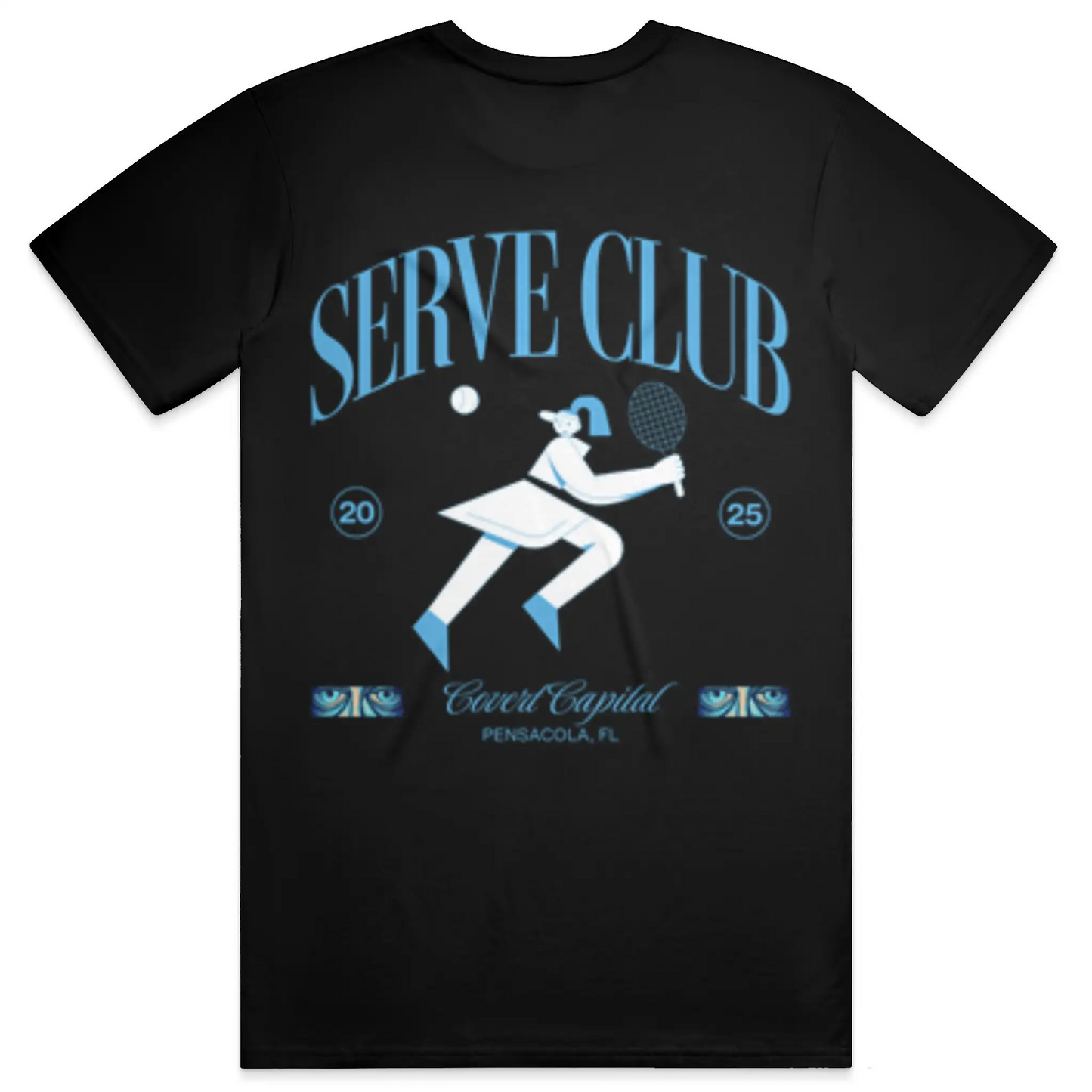 Pcola Serve Club T-shirt in Sky Blue