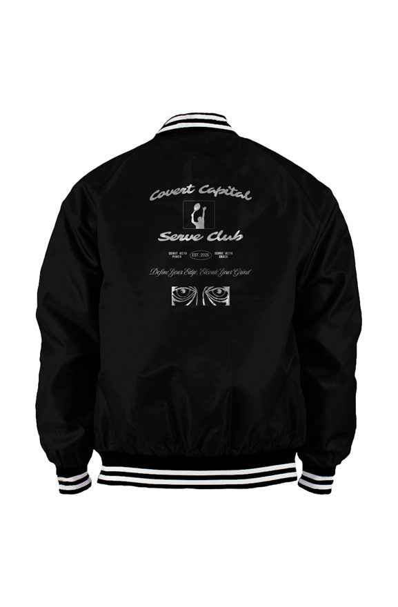 Embroidered Serve Club Varsity Bomber Jacket
